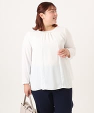 OLBDD09089 eur3(エウルキューブ) 【大きいサイズ/11号サイズあり】パール付きブラウス ホワイト(90)