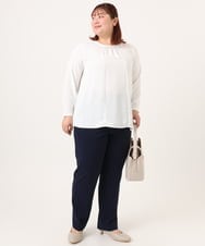 OLBDD09089 eur3(エウルキューブ) 【大きいサイズ/11号サイズあり】パール付きブラウス ホワイト(90)