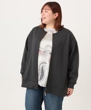 OLBDD10089 eur3(エウルキューブ) 【WEB先行販売】【大きいサイズ】アブストラクトプリントブラウス ライトグレー(91)