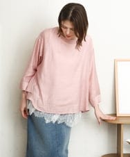 OLBDD11099 eur3(エウルキューブ) 【WEB先行販売】【大きいサイズ】ドロップショルダーブラウス ピンク(03)