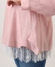 OLBDD11099 eur3(エウルキューブ) 【WEB先行販売】【大きいサイズ】ドロップショルダーブラウス ピンク(03)