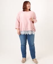 OLBDD11099 eur3(エウルキューブ) 【WEB先行販売】【大きいサイズ】ドロップショルダーブラウス ピンク(03)