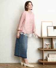 OLBDD11099 eur3(エウルキューブ) 【WEB先行販売】【大きいサイズ】ドロップショルダーブラウス ピンク(03)