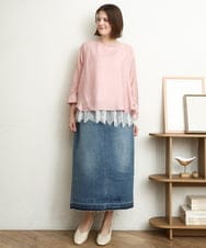 OLBDD11099 eur3(エウルキューブ) 【WEB先行販売】【大きいサイズ】ドロップショルダーブラウス ピンク(03)