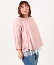 OLBDD11099 eur3(エウルキューブ) 【WEB先行販売】【大きいサイズ】ドロップショルダーブラウス ピンク(03)