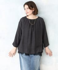 OLBDD11099 eur3(エウルキューブ) 【WEB先行販売】【大きいサイズ】ドロップショルダーブラウス ダークグレー(93)