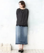 OLBDD11099 eur3(エウルキューブ) 【WEB先行販売】【大きいサイズ】ドロップショルダーブラウス ダークグレー(93)