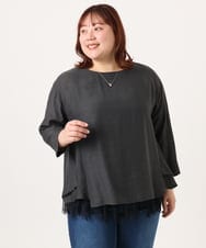 OLBDD11099 eur3(エウルキューブ) 【WEB先行販売】【大きいサイズ】ドロップショルダーブラウス ダークグレー(93)