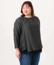 OLBDD11099 eur3(エウルキューブ) 【WEB先行販売】【大きいサイズ】ドロップショルダーブラウス ダークグレー(93)