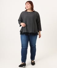 OLBDD11099 eur3(エウルキューブ) 【WEB先行販売】【大きいサイズ】ドロップショルダーブラウス ダークグレー(93)