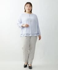 OLBDS01070 eur3(エウルキューブ) 【大きいサイズ/11号サイズあり】2WAYサテンブラウス ライトブルー(50)