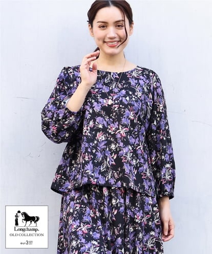 OLBDV22089 eur3 【大きいサイズ/セットアップ対応】【ロンシャン オールドコレクション】フラワープリントブラウス