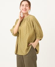 OLBEA18089 eur3(エウルキューブ) 【大きいサイズ】プロバンスプリントブラウス イエロー(25)