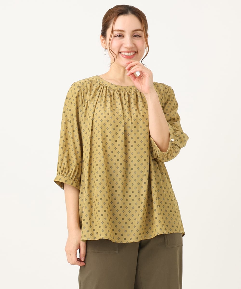 OLBEA18089 eur3(エウルキューブ) 【大きいサイズ】プロバンスプリントブラウス イエロー(25)