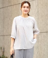OLBEA18089 eur3(エウルキューブ) 【大きいサイズ】プロバンスプリントブラウス ホワイト(90)