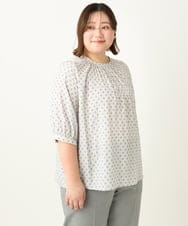 OLBEA18089 eur3(エウルキューブ) 【大きいサイズ】プロバンスプリントブラウス ホワイト(90)