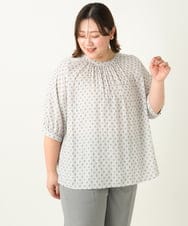 OLBEA18089 eur3(エウルキューブ) 【大きいサイズ】プロバンスプリントブラウス ホワイト(90)