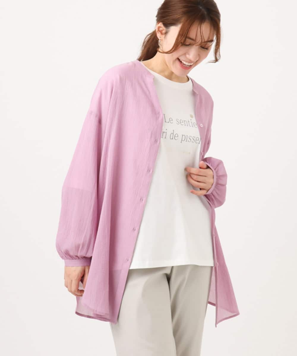 OLBED06089 eur3(エウルキューブ) 【WEB先行販売】【大きいサイズ】バンドカラーコットンブラウス ピンク