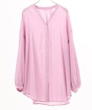 OLBED06089 eur3(エウルキューブ) 【WEB先行販売】【大きいサイズ】バンドカラーコットンブラウス ピンク