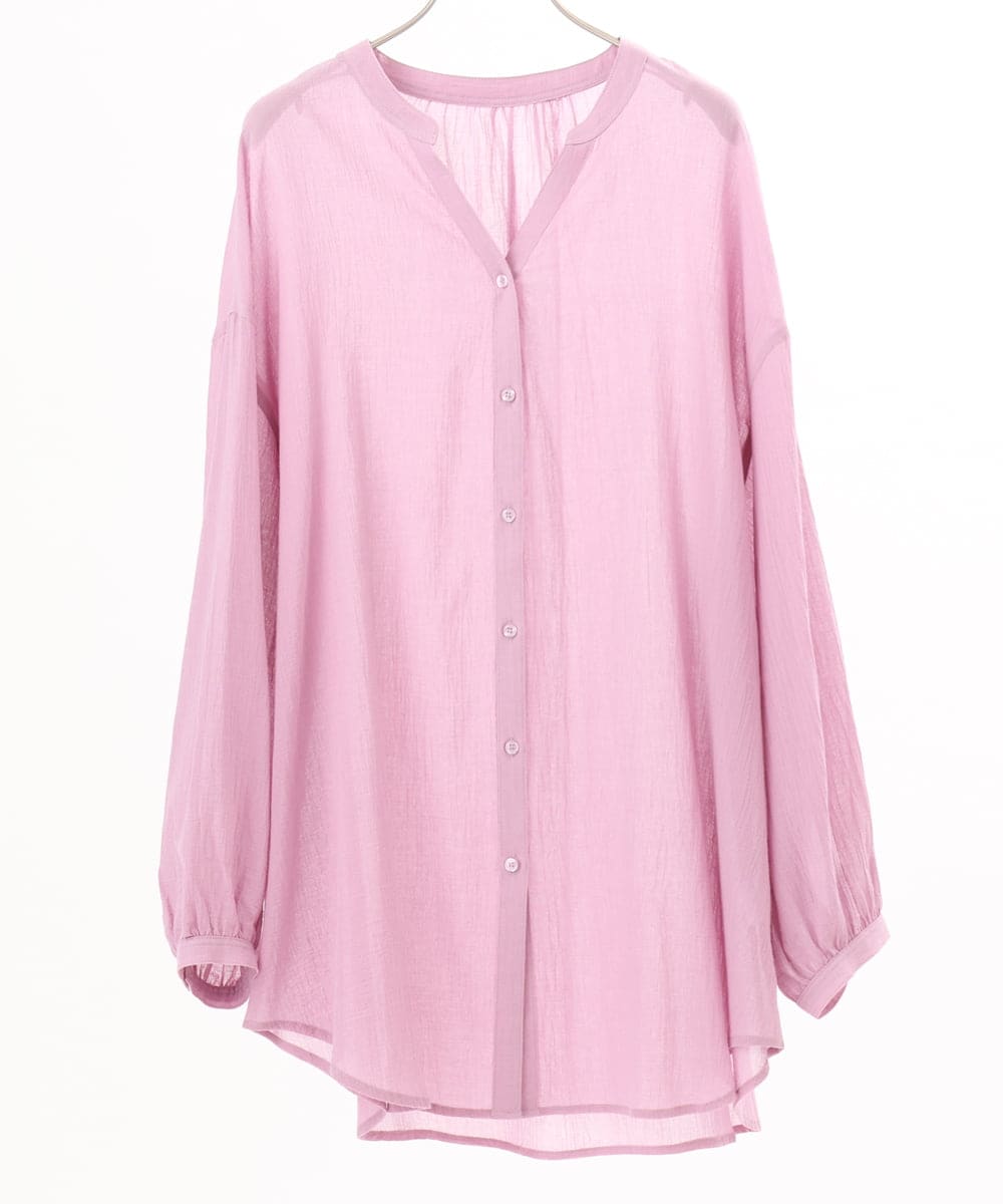 OLBED06089 eur3(エウルキューブ) 【WEB先行販売】【大きいサイズ】バンドカラーコットンブラウス ピンク