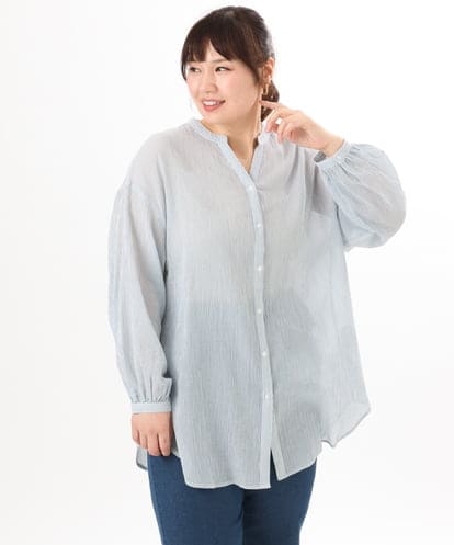 OLBED06089 eur3 【WEB先行販売】【大きいサイズ】バンドカラーコットンブラウス