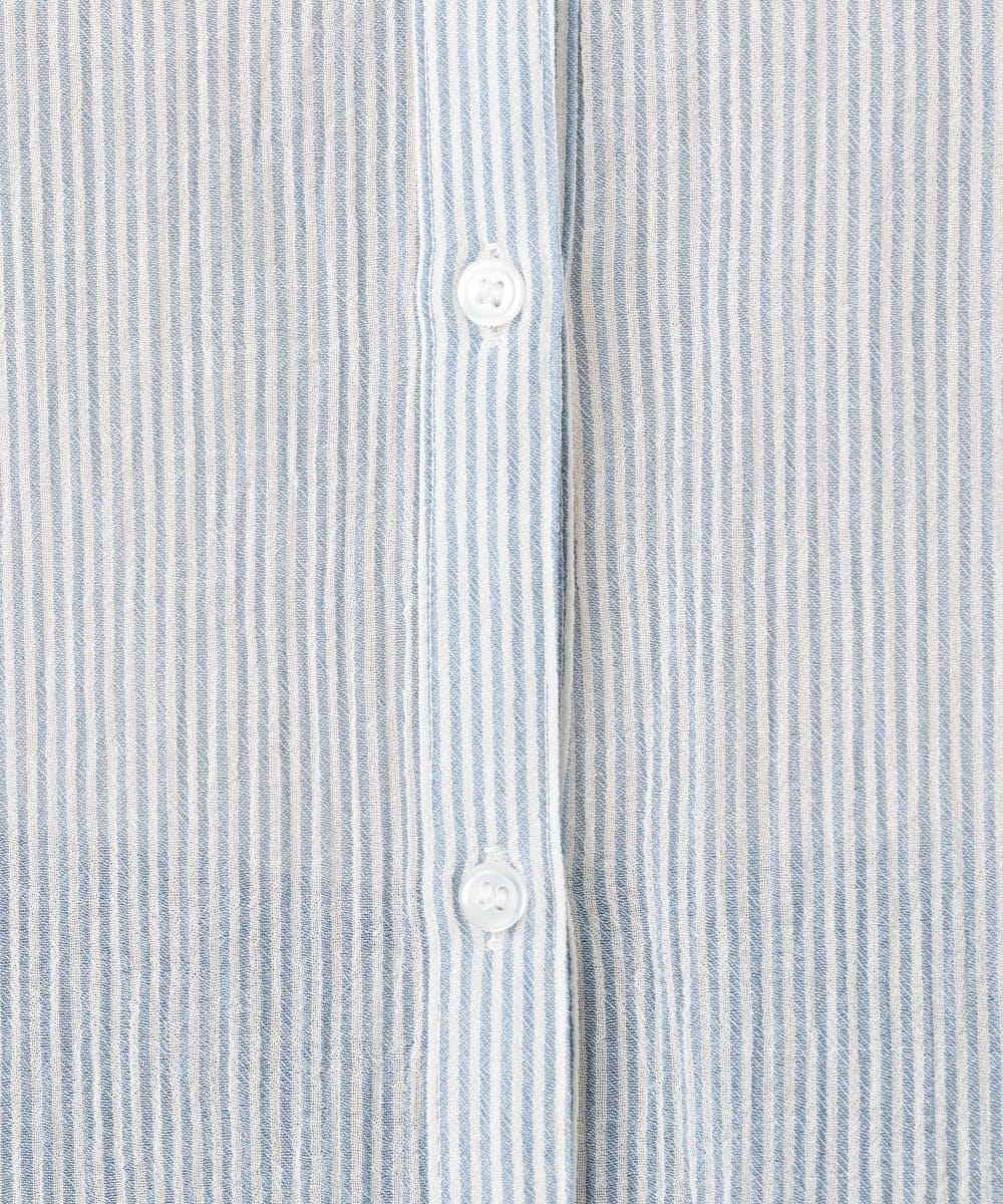 OLBED06089 eur3(エウルキューブ) 【WEB先行販売】【大きいサイズ】バンドカラーコットンブラウス ブルー(ストライプ）