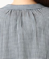 OLBED06089 eur3(エウルキューブ) 【WEB先行販売】【大きいサイズ】バンドカラーコットンブラウス ホワイト(ギンガムチェック）