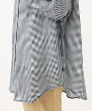 OLBED06089 eur3(エウルキューブ) 【WEB先行販売】【大きいサイズ】バンドカラーコットンブラウス ホワイト(ギンガムチェック）