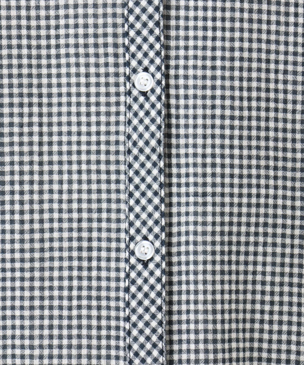 OLBED06089 eur3(エウルキューブ) 【WEB先行販売】【大きいサイズ】バンドカラーコットンブラウス ホワイト(ギンガムチェック）