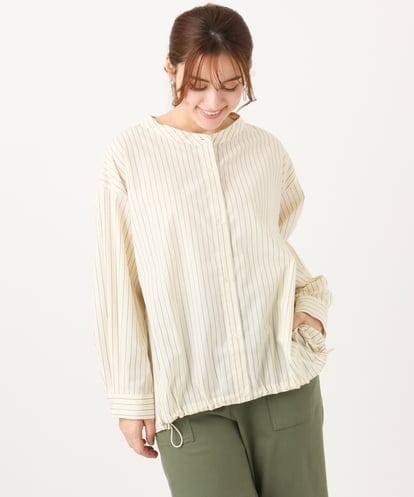 OLBED15089 eur3 【WEB先行販売】【大きいサイズ】バンドカラーストライプシャツ