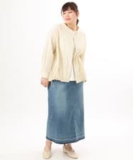 OLBED15089 eur3(エウルキューブ) 【WEB先行販売】【大きいサイズ】バンドカラーストライプシャツ ライトイエロー