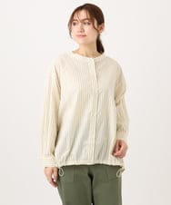 OLBED15089 eur3(エウルキューブ) 【WEB先行販売】【大きいサイズ】バンドカラーストライプシャツ ライトイエロー