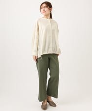 OLBED15089 eur3(エウルキューブ) 【WEB先行販売】【大きいサイズ】バンドカラーストライプシャツ ライトイエロー