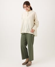 OLBED15089 eur3(エウルキューブ) 【WEB先行販売】【大きいサイズ】バンドカラーストライプシャツ ライトイエロー