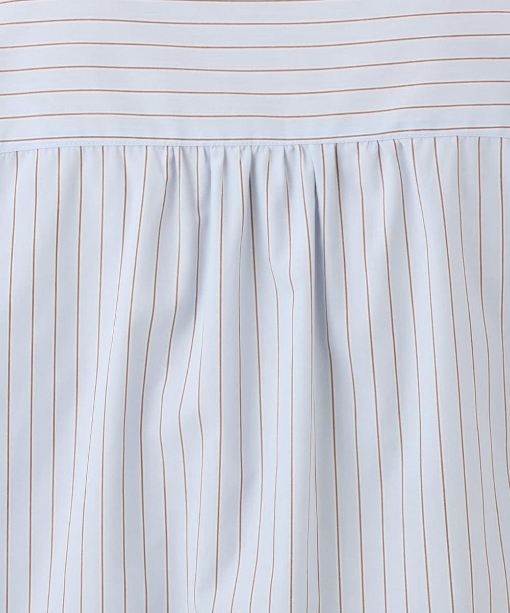 OLBED15089 eur3(エウルキューブ) 【WEB先行販売】【大きいサイズ】バンドカラーストライプシャツ ライトブルー