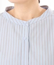 OLBED15089 eur3(エウルキューブ) 【WEB先行販売】【大きいサイズ】バンドカラーストライプシャツ ライトブルー