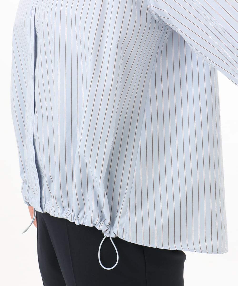 OLBED15089 eur3(エウルキューブ) 【WEB先行販売】【大きいサイズ】バンドカラーストライプシャツ ライトブルー