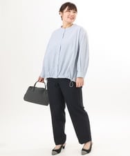 OLBED15089 eur3(エウルキューブ) 【WEB先行販売】【大きいサイズ】バンドカラーストライプシャツ ライトブルー