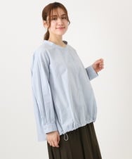 OLBED15089 eur3(エウルキューブ) 【WEB先行販売】【大きいサイズ】バンドカラーストライプシャツ ライトブルー