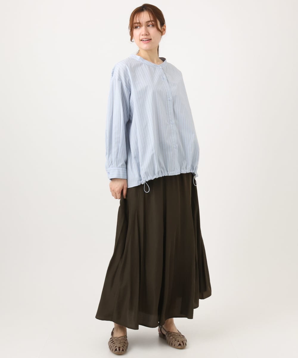 OLBED15089 eur3(エウルキューブ) 【WEB先行販売】【大きいサイズ】バンドカラーストライプシャツ ライトブルー