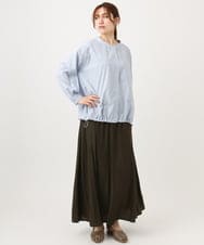 OLBED15089 eur3(エウルキューブ) 【WEB先行販売】【大きいサイズ】バンドカラーストライプシャツ ライトブルー