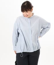 OLBED15089 eur3(エウルキューブ) 【WEB先行販売】【大きいサイズ】バンドカラーストライプシャツ ライトブルー