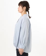 OLBED15089 eur3(エウルキューブ) 【WEB先行販売】【大きいサイズ】バンドカラーストライプシャツ ライトブルー