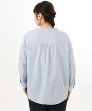 OLBED15089 eur3(エウルキューブ) 【WEB先行販売】【大きいサイズ】バンドカラーストライプシャツ ライトブルー