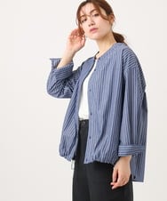 OLBED15089 eur3(エウルキューブ) 【WEB先行販売】【大きいサイズ】バンドカラーストライプシャツ ブルー