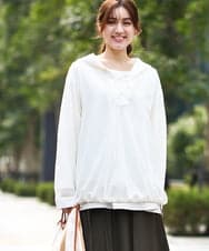 OLBED16119 eur3(エウルキューブ) 【大きいサイズ】レースアップメッシュフーディ アイボリー