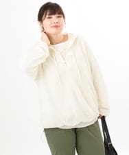 OLBED16119 eur3(エウルキューブ) 【大きいサイズ】レースアップメッシュフーディ アイボリー