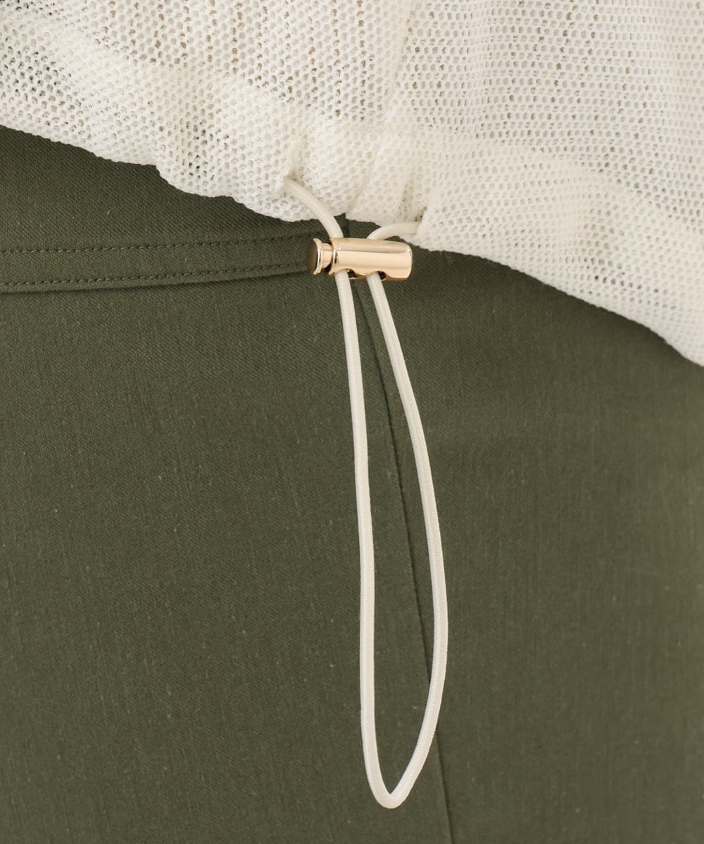 OLBED16119 eur3(エウルキューブ) 【大きいサイズ】レースアップメッシュフーディ アイボリー