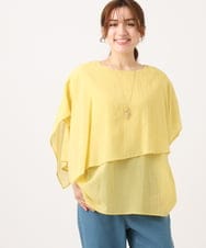 OLBED17099 eur3(エウルキューブ) 【WEB先行販売】【大きいサイズ】レイヤード風ブラウス イエロー