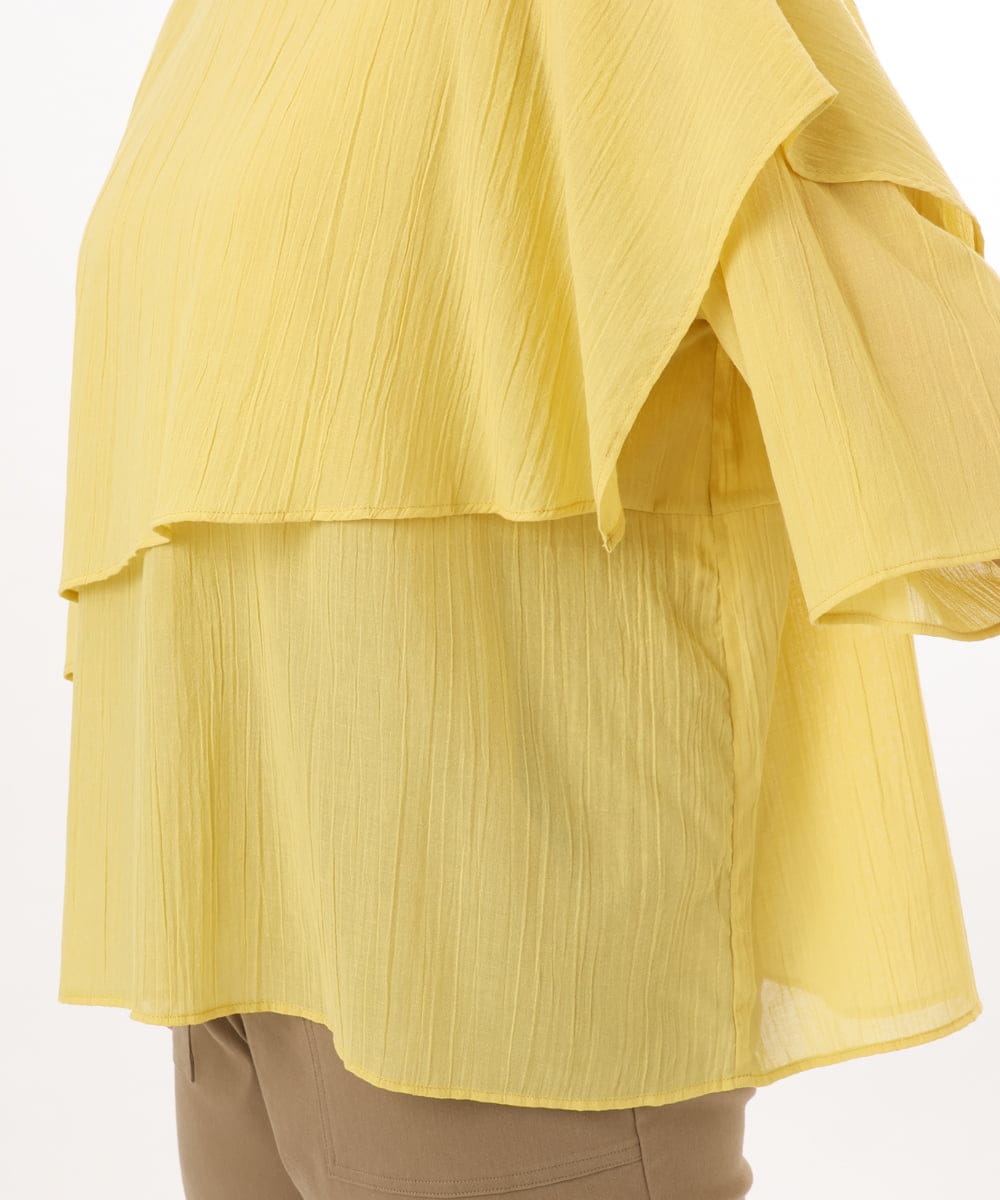 OLBED17099 eur3(エウルキューブ) 【WEB先行販売】【大きいサイズ】レイヤード風ブラウス イエロー
